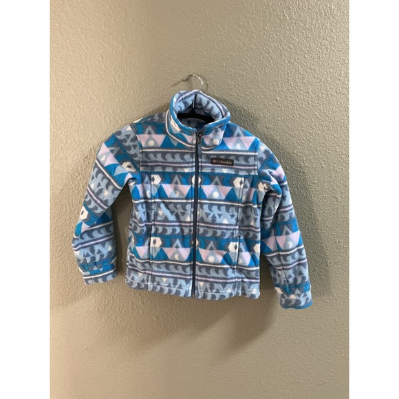 Columbia Other - Columbia Kids Blue Purple Geometric Fleece Full Zip Jacket WB6777 XXS 4/5